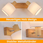 Homefire Deckenleuchte 2 Flammig Deckenlampe Flur - Deckenstrahler Vintage Holz Deckenspot Wandstrahler Schwenkbar 350° E14 MAX.25W lampe für Wohnzimmer Schlafzimmer Küche