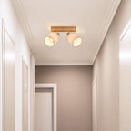 Homefire Deckenleuchte 2 Flammig Deckenlampe Flur - Deckenstrahler Vintage Holz Deckenspot Wandstrahler Schwenkbar 350° E14 MAX.25W lampe für Wohnzimmer Schlafzimmer Küche
