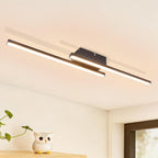 Homefire LED Deckenlampe Schwarz Flurlampe - 2ER Deckenleuchte Küche 6500K Modern 12W Schlafzimmerlampe Decke Lampe 61.5cm für Wohnzimmer Esszimmer Kinderzimmer Büro