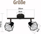 Homefire Deckenstrahler 2 Flammig Vintage Denckenspots - Schwarz Denckenlampe E14 Verstellbare 350°Industrial Retro Deckenleuchte für Flur Wohnzimmer Schlafzimmer Küche Esszimmer