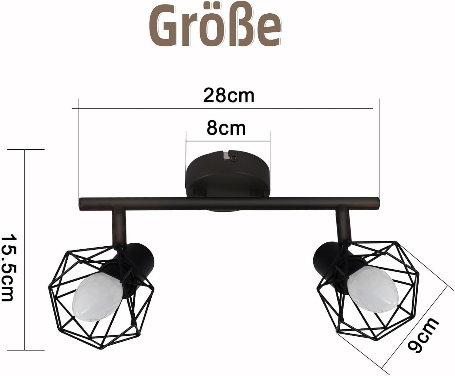 Homefire Deckenstrahler 2 Flammig Vintage Denckenspots - Schwarz Denckenlampe E14 Verstellbare 350°Industrial Retro Deckenleuchte für Flur Wohnzimmer Schlafzimmer Küche Esszimmer