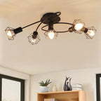 Homefire LED Deckenleuchte E14 Deckenlampe Schwarz - Deckenstrahler 5 Flammig Industrial Deckenspots Vintage Retro Spotlight Wohnzimmer Küche Ohne Leuchtmittel