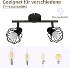 Homefire Deckenstrahler 2 Flammig Vintage Denckenspots - Schwarz Denckenlampe E14 Verstellbare 350°Industrial Retro Deckenleuchte für Flur Wohnzimmer Schlafzimmer Küche Esszimmer
