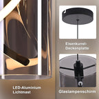 LED Pendelleuchte Esstisch Hängelampe Vintage - Hängeleuchte Glas 1 Flammig 11W Retro Hängend Esstischlampe Rauchgrau Pendellampe 3000K Warmweiß Flurlampe für Wohnzimmer Esszimmer Küche - Homefire