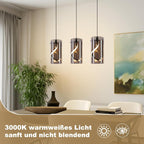 LED Pendelleuchte Esstisch Hängelampe Vintage - Hängeleuchte Glas 3 Flammig 33W Retro Hängend Esstischlampe Rauchgrau Pendellampe Höhenverstellbar 3000K Küchenlampe für Wohnzimmer Esszimmer - Homefire