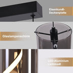 LED Pendelleuchte Esstisch Hängelampe Vintage - Hängeleuchte Glas 3 Flammig 33W Retro Hängend Esstischlampe Rauchgrau Pendellampe Höhenverstellbar 3000K Küchenlampe für Wohnzimmer Esszimmer - Homefire