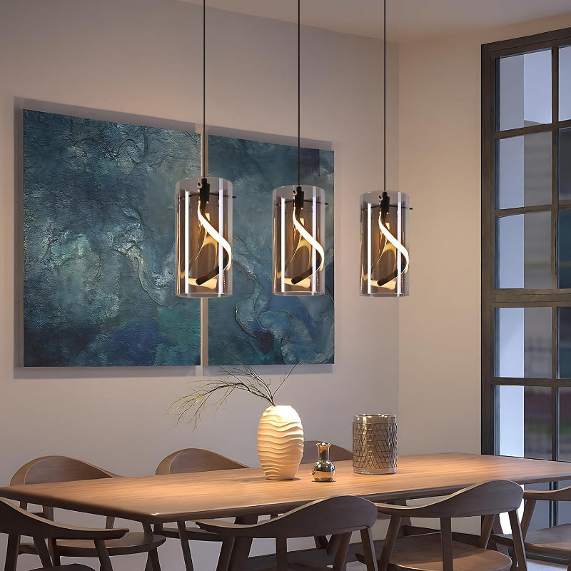 LED Pendelleuchte Esstisch Hängelampe Vintage - Hängeleuchte Glas 3 Flammig 33W Retro Hängend Esstischlampe Rauchgrau Pendellampe Höhenverstellbar 3000K Küchenlampe für Wohnzimmer Esszimmer - Homefire