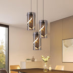 LED Pendelleuchte Esstisch Hängelampe Vintage - Hängeleuchte Glas 3 Flammig 33W Rund Rauchgrau Pendellampe Retro Hängend Esstischlampe Höhenverstellbar 3000K Flurlampe für Esszimmer Küche - Homefire