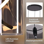 LED Pendelleuchte Esstisch Hängelampe Vintage - Hängeleuchte Glas 3 Flammig 33W Rund Rauchgrau Pendellampe Retro Hängend Esstischlampe Höhenverstellbar 3000K Flurlampe für Esszimmer Küche - Homefire