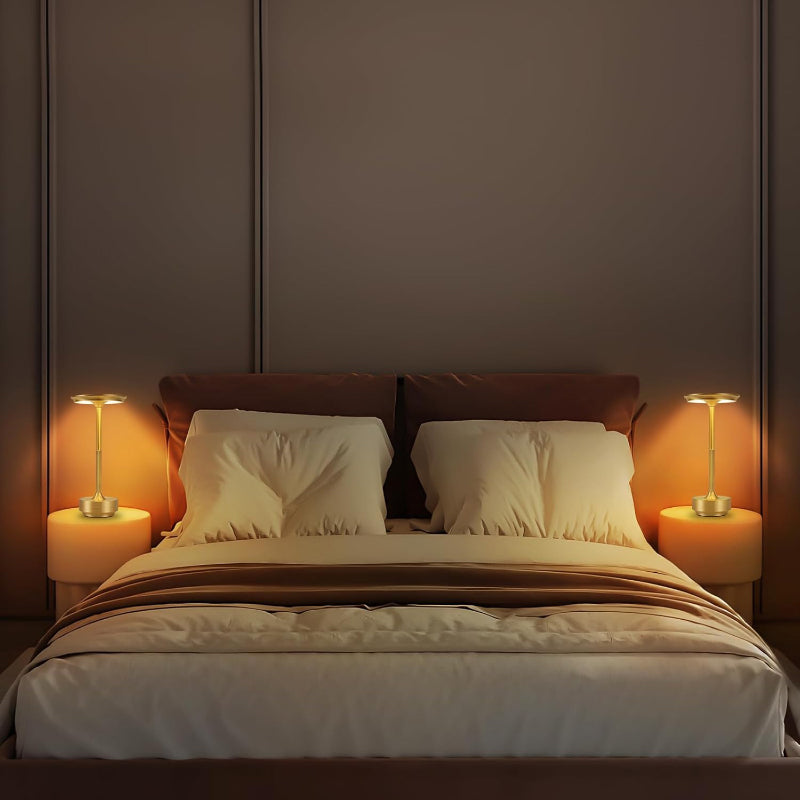 LED Tischlampe Kabellos Gold - Akku Tischleuchte Dimmbar Touch Nachttischlampe USB Aufladbar Tischlampen für Fensterbank Schlafzimmer Esszimmer Büro - Homefire
