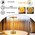 LED Tischlampe Kabellos Gold - Akku Tischleuchte Dimmbar Touch Nachttischlampe USB Aufladbar Tischlampen für Fensterbank Schlafzimmer Esszimmer Büro - Homefire