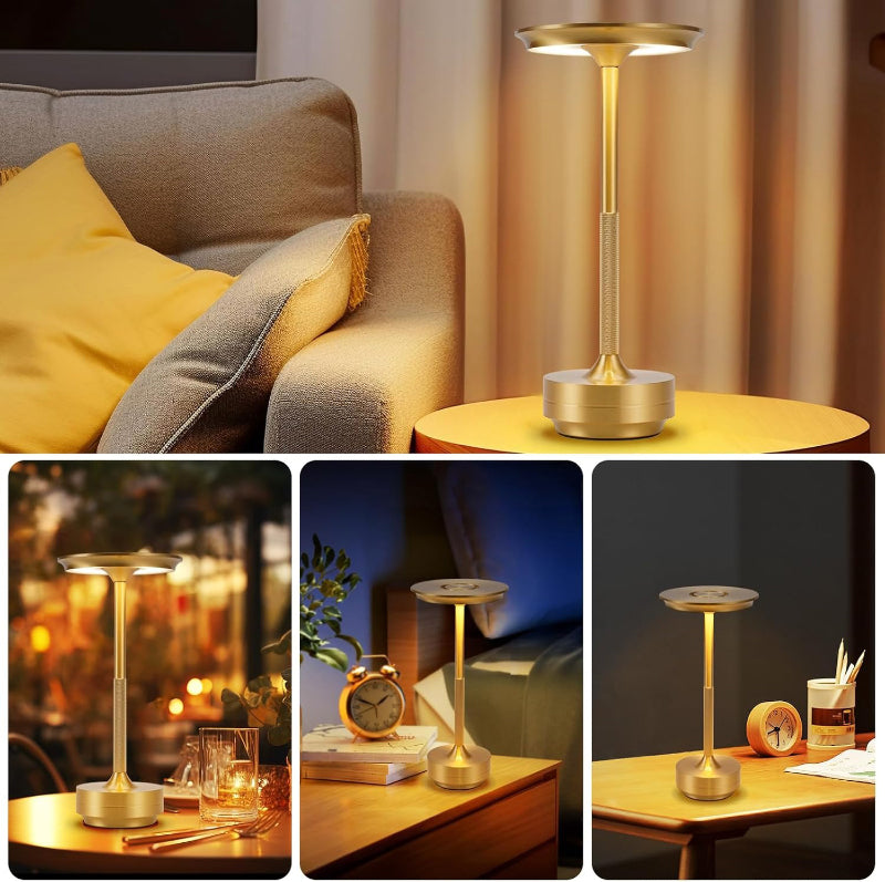 Nachttischlampe Kabellos Tischlampe Akku - LED Tischleuchte Touch Dimmbar Lampe 2er Set mit USB Aufladbar Batterie Tischlampen Gold für Modern Fensterbank Wohnzimmer Kinderzimmer Schlafzimmer - Homefire