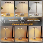 Nachttischlampe Kabellos Tischlampe Akku - LED Tischleuchte Touch Dimmbar Lampe mit USB Aufladbar Batterie Tischlampen Nickel 2er Set für Modern Fensterbank Wohnzimmer Kinderzimmer Schlafzimmer - Homefire