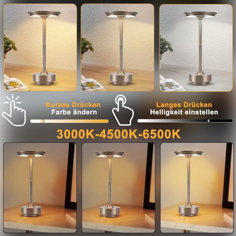 Nachttischlampe Kabellos Tischlampe Akku - LED Tischleuchte Touch Dimmbar Lampe mit USB Aufladbar Batterie Tischlampen Nickel 2er Set für Modern Fensterbank Wohnzimmer Kinderzimmer Schlafzimmer - Homefire