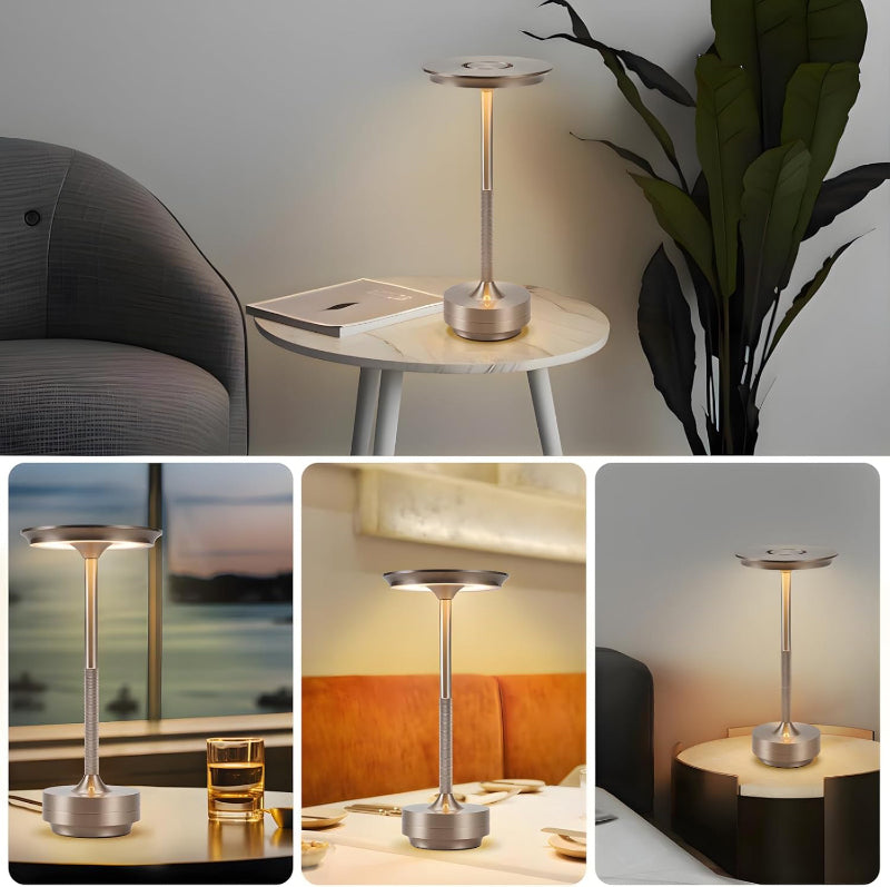 Nachttischlampe Kabellos Tischlampe Akku - LED Tischleuchte Touch Dimmbar Lampe mit USB Aufladbar Batterie Tischlampen Nickel für Modern Fensterbank Wohnzimmer Kinderzimmer Schlafzimmer - Homefire