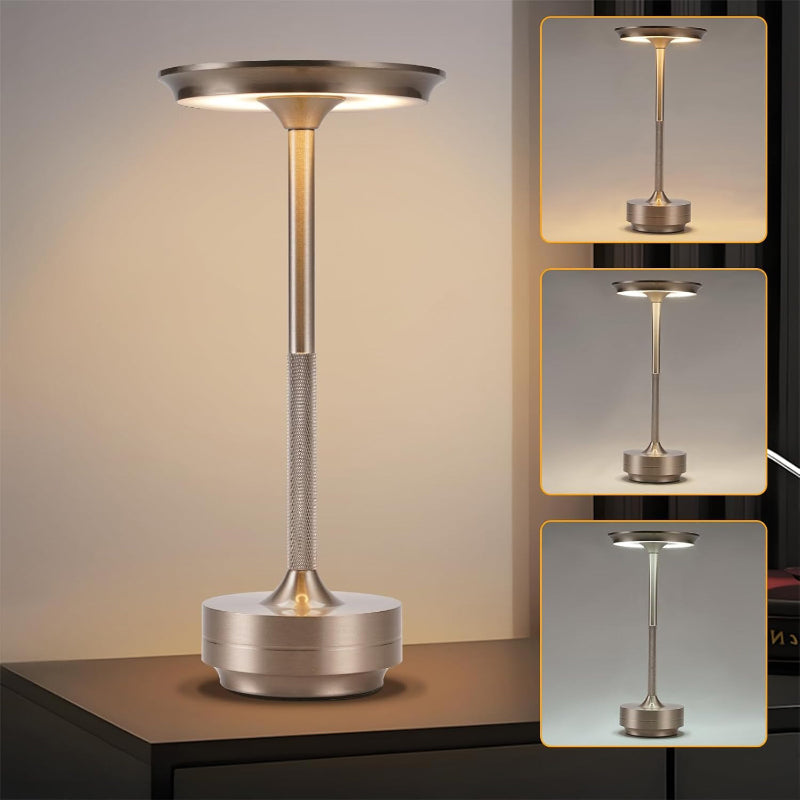 Nachttischlampe Kabellos Tischlampe Akku - LED Tischleuchte Touch Dimmbar Lampe mit USB Aufladbar Batterie Tischlampen Nickel für Modern Fensterbank Wohnzimmer Kinderzimmer Schlafzimmer - Homefire