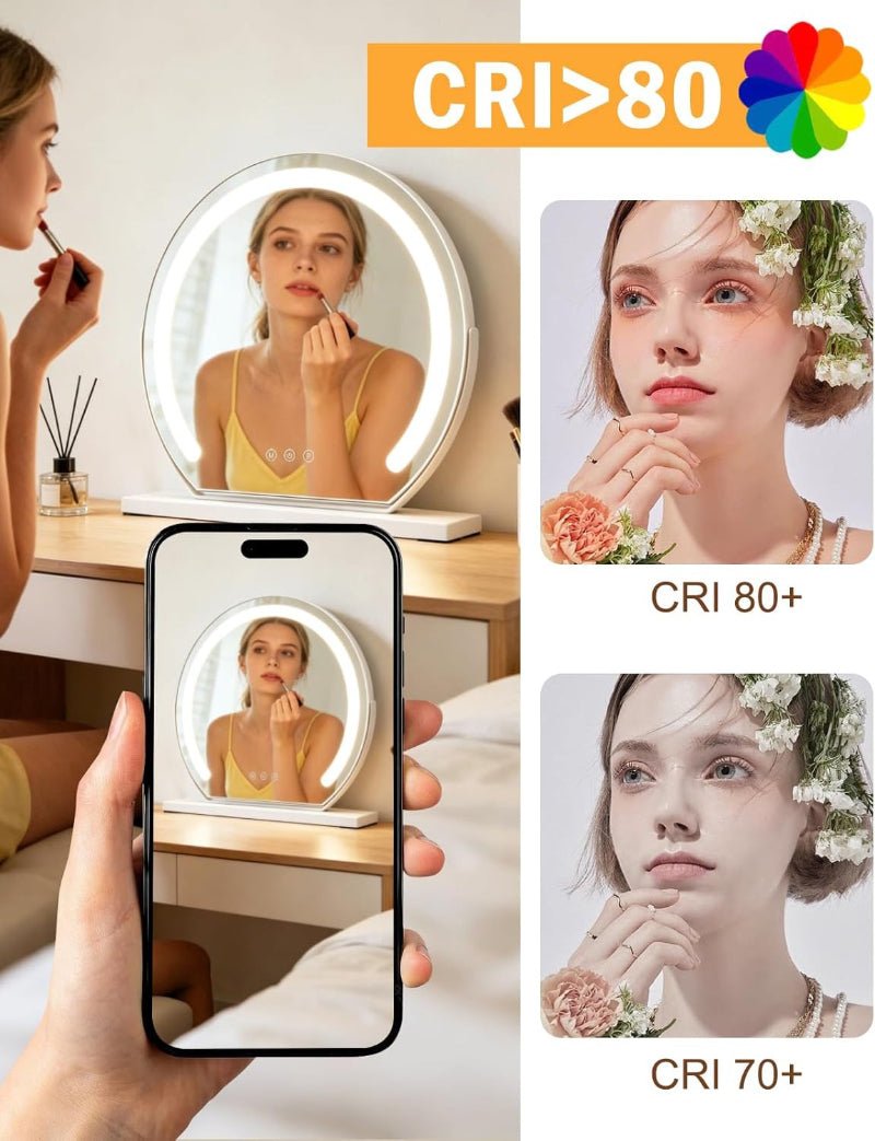 Homefire  Schminkspiegel mit Beleuchtung Hollywood Spiegel - 30×40CM LED Vanity Mirror Klein Kosmetikspiegel mit Licht Tischspiegel 3 Modi Schminktischspiegel Touch Dimmbar（副本） - Homefire