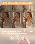 Schminkspiegel mit Beleuchtung Hollywood Spiegel - 30×40CM LED Vanity Mirror Klein Kosmetikspiegel mit Licht Tischspiegel 3 Modi Schminktischspiegel Touch Dimmbar - Homefire