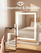 Schminkspiegel mit Beleuchtung Hollywood Spiegel - 30×40CM LED Vanity Mirror Klein Kosmetikspiegel mit Licht Tischspiegel 3 Modi Schminktischspiegel Touch Dimmbar - Homefire