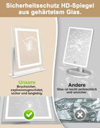 Schminkspiegel mit Beleuchtung Hollywood Spiegel - 30×40CM LED Vanity Mirror Klein Kosmetikspiegel mit Licht Tischspiegel 3 Modi Schminktischspiegel Touch Dimmbar - Homefire