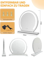 Homefire  Schminkspiegel mit Beleuchtung Hollywood Spiegel - 30×40CM LED Vanity Mirror Klein Kosmetikspiegel mit Licht Tischspiegel 3 Modi Schminktischspiegel Touch Dimmbar（副本） - Homefire