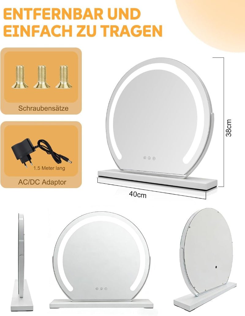 Homefire  Schminkspiegel mit Beleuchtung Hollywood Spiegel - 30×40CM LED Vanity Mirror Klein Kosmetikspiegel mit Licht Tischspiegel 3 Modi Schminktischspiegel Touch Dimmbar（副本） - Homefire