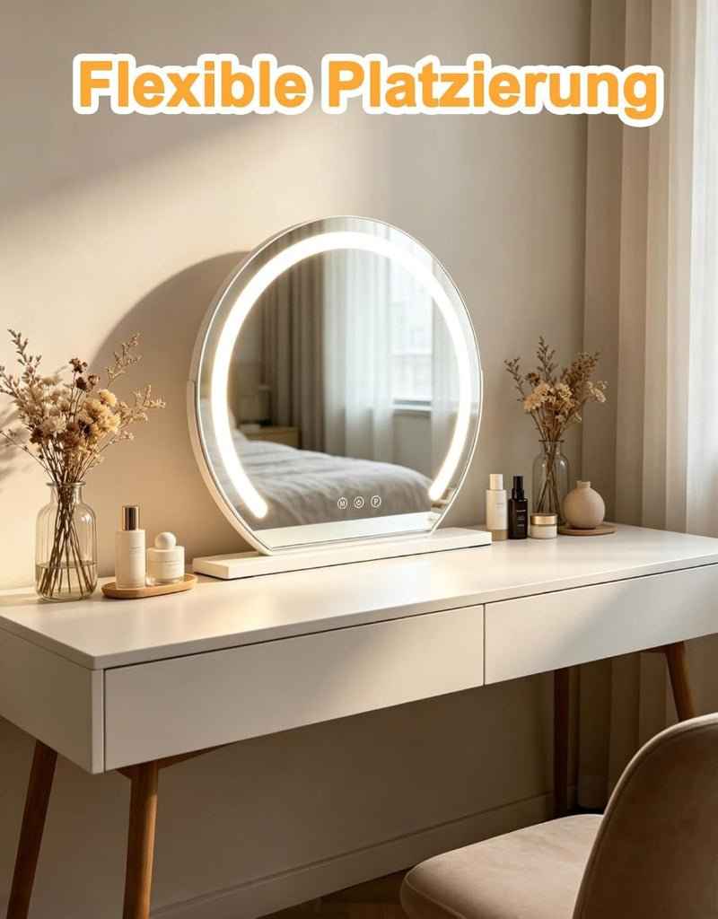 Schminkspiegel mit Beleuchtung Hollywood Spiegel - 30×40CM LED Vanity Mirror Klein Kosmetikspiegel mit Licht Tischspiegel 3 Modi Schminktischspiegel Touch Dimmbar（副本） - Homefire