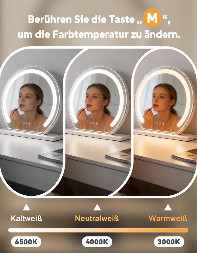Homefire  Schminkspiegel mit Beleuchtung Hollywood Spiegel - 30×40CM LED Vanity Mirror Klein Kosmetikspiegel mit Licht Tischspiegel 3 Modi Schminktischspiegel Touch Dimmbar（副本） - Homefire