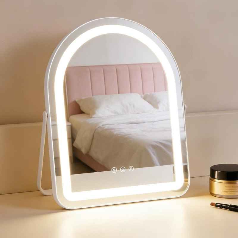 Schminkspiegel mit Beleuchtung Hollywood Spiegel - 35×45CM LED Vanity Mirror Klein Kosmetikspiegel mit Licht Tischspiegel 3 Modi Schminktischspiegel Touch Dimmbar - Homefire