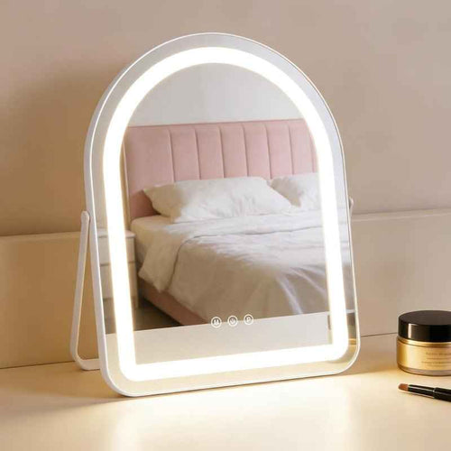 Schminkspiegel mit Beleuchtung Hollywood Spiegel - 35×45CM LED Vanity Mirror Klein Kosmetikspiegel mit Licht Tischspiegel 3 Modi Schminktischspiegel Touch Dimmbar - Homefire