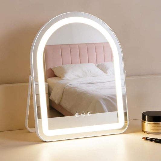 Homefire Schminkspiegel mit Beleuchtung Hollywood Spiegel - 35×45CM LED Vanity Mirror Klein Kosmetikspiegel mit Licht Tischspiegel 3 Modi Schminktischspiegel Touch Dimmbar - Homefire