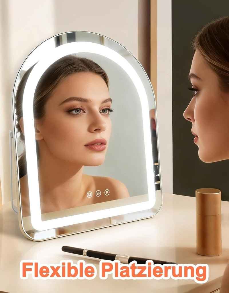 Schminkspiegel mit Beleuchtung Hollywood Spiegel - 35×45CM LED Vanity Mirror Klein Kosmetikspiegel mit Licht Tischspiegel 3 Modi Schminktischspiegel Touch Dimmbar - Homefire
