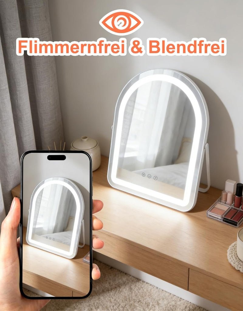 Homefire Schminkspiegel mit Beleuchtung Hollywood Spiegel - 35×45CM LED Vanity Mirror Klein Kosmetikspiegel mit Licht Tischspiegel 3 Modi Schminktischspiegel Touch Dimmbar - Homefire