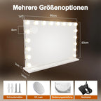 Schminkspiegel Mit Beleuchtung Hollywood Spiegel,80 x 60 cm Groß Vanity Mirror Mit 18 LED Licht Schminktisch Make Up Hollywoodspiegel Tischspiegel Schminktischspiegel Musik Bluetooth - Homefire