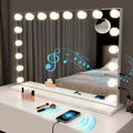 Schminkspiegel Mit Beleuchtung Hollywood Spiegel,80 x 60 cm Groß Vanity Mirror Mit 18 LED Licht Schminktisch Make Up Hollywoodspiegel Tischspiegel Schminktischspiegel Musik Bluetooth - Homefire
