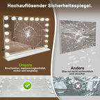 Schminkspiegel Mit Beleuchtung Hollywood Spiegel,80 x 60 cm Groß Vanity Mirror Mit 18 LED Licht Schminktisch Make Up Hollywoodspiegel Tischspiegel Schminktischspiegel Musik Bluetooth - Homefire