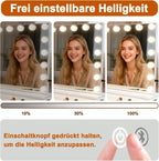 Schminkspiegel Mit Beleuchtung Hollywood Spiegel,80 x 60 cm Groß Vanity Mirror Mit 18 LED Licht Schminktisch Make Up Hollywoodspiegel Tischspiegel Schminktischspiegel Musik Bluetooth - Homefire