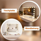 Schminkspiegel Mit Beleuchtung Hollywood Spiegel,80 x 60 cm Groß Vanity Mirror Mit 18 LED Licht Schminktisch Make Up Hollywoodspiegel Tischspiegel Schminktischspiegel Musik Bluetooth - Homefire