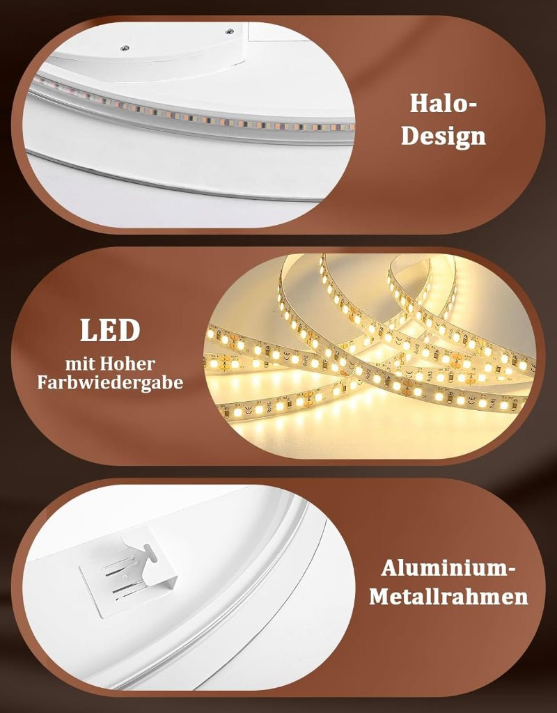 Spiegel Oval Badspiegel mit Beleuchtung - LED Badezimmerspiegel 50x70 cm Wandspiegel Badezimmer IP44 mit Touch-Schalter Entfogger-Funktion 3000K-6500K Lichtspiegel Dimmbar - Homefire