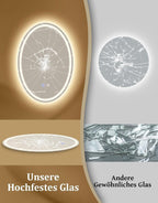 Spiegel Oval Badspiegel mit Beleuchtung - LED Badezimmerspiegel 50x70 cm Wandspiegel Badezimmer IP44 mit Touch-Schalter Entfogger-Funktion Lichtspiegel Dimmbar 3000K-6500K - Homefire