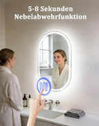 Spiegel Oval Badspiegel mit Beleuchtung - LED Badezimmerspiegel 50x80 cm Wandspiegel Badezimmer mit Touch-Schalter Entfogger-Funktion IP44 3000K-6500K Lichtspiegel Dimmbar - Homefire