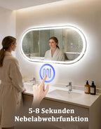Spiegel Oval Badspiegel mit Beleuchtung - LED Badezimmerspiegel 60x120 cm Wandspiegel Badezimmer mit Touch-Schalter Entfogger-Funktion Lichtspiegel IP44 Dimmbar 3000K-6500K - Homefire