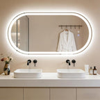 Spiegel Oval Badspiegel mit Beleuchtung - LED Badezimmerspiegel 60x120 cm Wandspiegel Badezimmer mit Touch-Schalter Entfogger-Funktion Lichtspiegel IP44 Dimmbar 3000K-6500K - Homefire