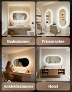 Spiegel Oval Badspiegel mit Beleuchtung - LED Badezimmerspiegel 60x120 cm Wandspiegel Badezimmer mit Touch-Schalter Entfogger-Funktion Lichtspiegel IP44 Dimmbar 3000K-6500K - Homefire