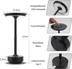 Tischlampe Akku Nachttischlampe - Led Kabellos Tischleuchte Aufladbar Touch Dimmbar Schwarz Eampe mit USB Batterie für Modern Wohnzimmer Schlafzimmer Outdoor - Homefire