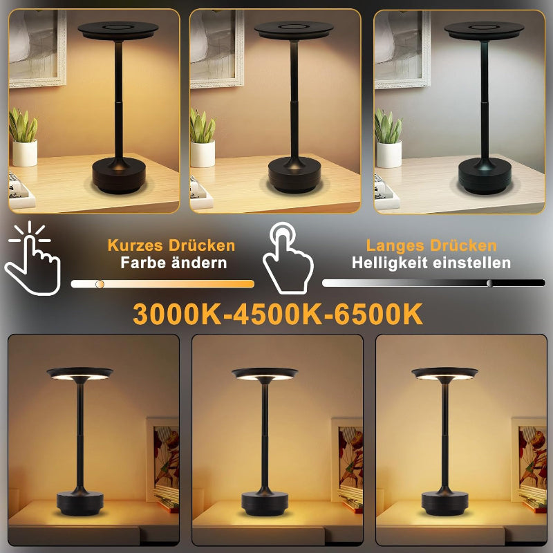 Tischlampe Akku Nachttischlampe - Led Kabellos Tischleuchte Aufladbar Touch Dimmbar Schwarz Eampe mit USB Batterie für Modern Wohnzimmer Schlafzimmer Outdoor - Homefire
