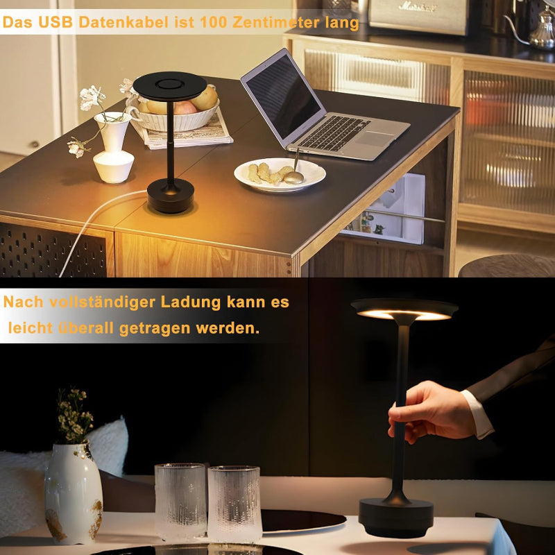 Tischlampe Akku Nachttischlampe - Led Kabellos Tischleuchte Aufladbar Touch Dimmbar Schwarz Eampe mit USB Batterie für Modern Wohnzimmer Schlafzimmer Outdoor - Homefire