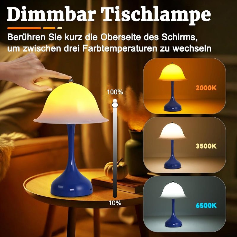 Tischlampe Kabello Nachttischlampe LED - Akku Tischleuchte USB Aufladbar Tischlampen 2000K-6500K Dimmbar Touch Nachttischlampen Modern Design Tischleuchten für Arbeitszimmer Schlafzimmer - Homefire