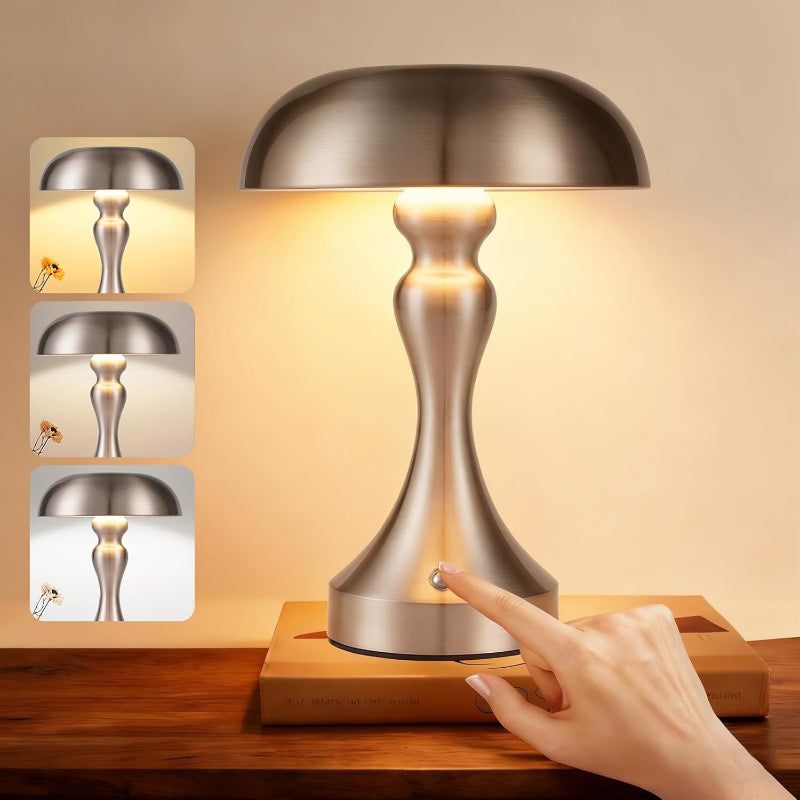 Tischlampe Kabellos Nachttischlampe Akku - LED Tischleuchte Touch Dimmbar Retro Vintage Lampe mit USB Aufladbar Nickel Batterie Tischlampen für Fensterbank Wohnzimmer Schlafzimmer - Homefire