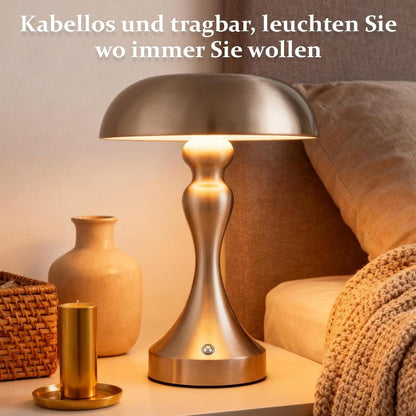 Tischlampe Kabellos Nachttischlampe Akku - LED Tischleuchte Touch Dimmbar Retro Vintage Lampe mit USB Aufladbar Nickel Batterie Tischlampen für Fensterbank Wohnzimmer Schlafzimmer - Homefire